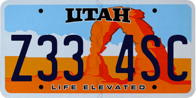 UT license plate Z334SC