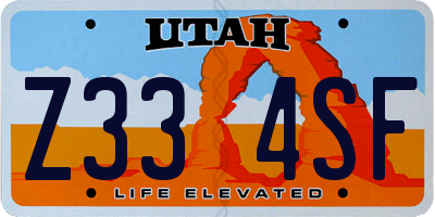 UT license plate Z334SF