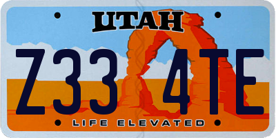 UT license plate Z334TE
