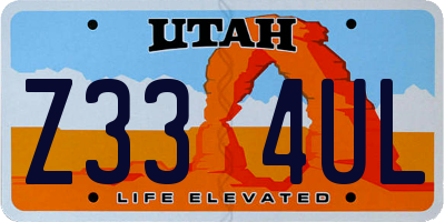 UT license plate Z334UL