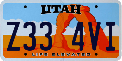 UT license plate Z334VI