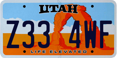 UT license plate Z334WF