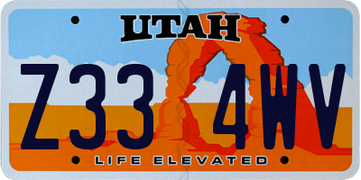 UT license plate Z334WV