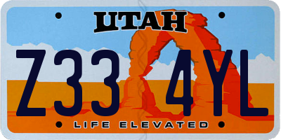 UT license plate Z334YL