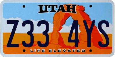 UT license plate Z334YS