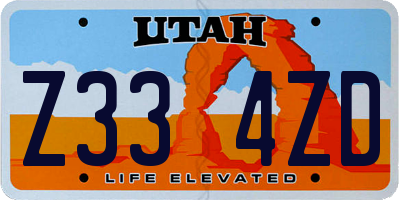 UT license plate Z334ZD
