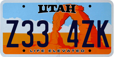 UT license plate Z334ZK
