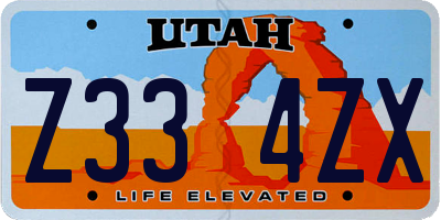 UT license plate Z334ZX
