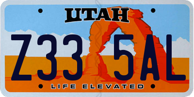 UT license plate Z335AL
