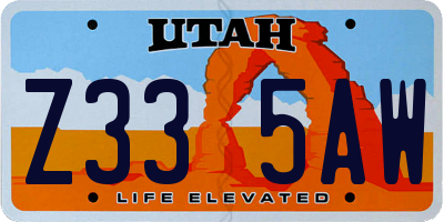 UT license plate Z335AW