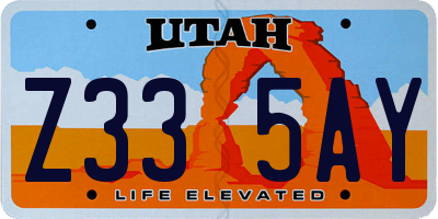 UT license plate Z335AY