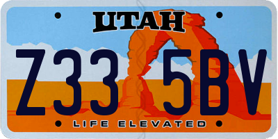 UT license plate Z335BV