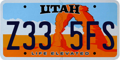 UT license plate Z335FS