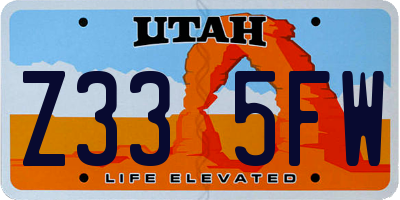 UT license plate Z335FW