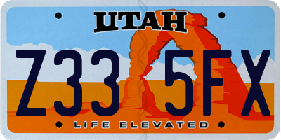 UT license plate Z335FX