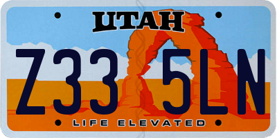 UT license plate Z335LN