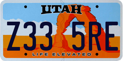 UT license plate Z335RE