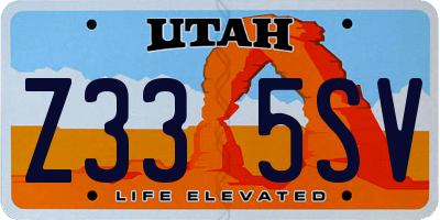 UT license plate Z335SV