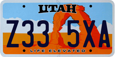 UT license plate Z335XA