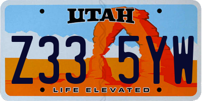 UT license plate Z335YW