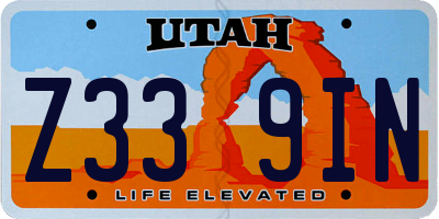 UT license plate Z339IN