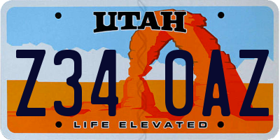 UT license plate Z340AZ