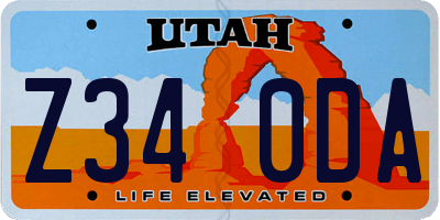 UT license plate Z340DA