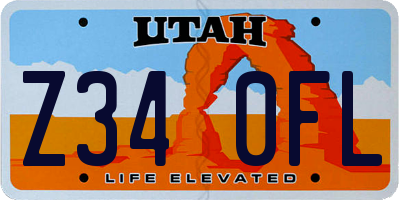 UT license plate Z340FL