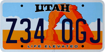 UT license plate Z340GJ