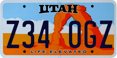 UT license plate Z340GZ