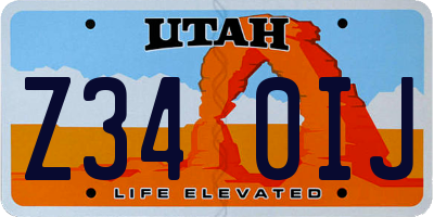 UT license plate Z340IJ
