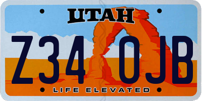 UT license plate Z340JB