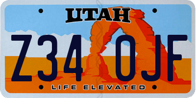 UT license plate Z340JF