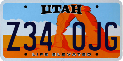 UT license plate Z340JG