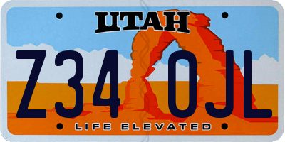 UT license plate Z340JL