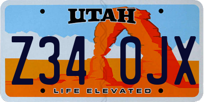 UT license plate Z340JX