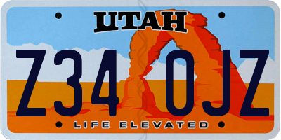 UT license plate Z340JZ