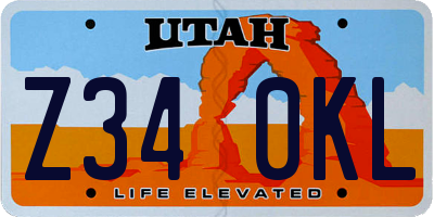 UT license plate Z340KL