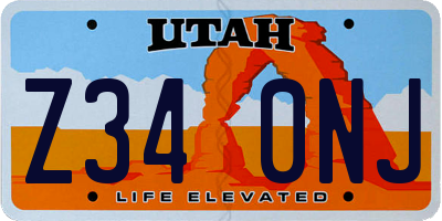 UT license plate Z340NJ