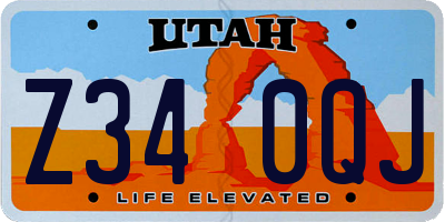 UT license plate Z340QJ