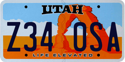 UT license plate Z340SA