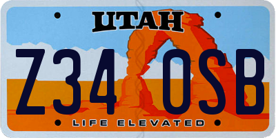 UT license plate Z340SB