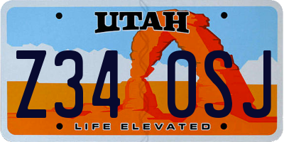 UT license plate Z340SJ