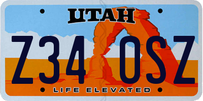 UT license plate Z340SZ
