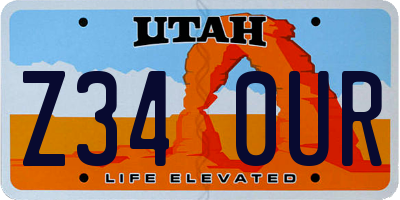 UT license plate Z340UR