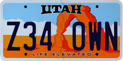 UT license plate Z340WN