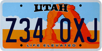 UT license plate Z340XJ