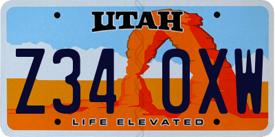 UT license plate Z340XW
