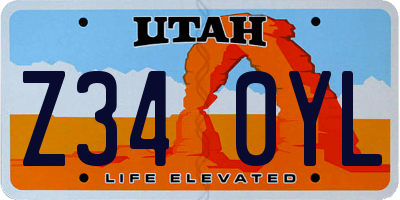 UT license plate Z340YL