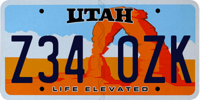 UT license plate Z340ZK